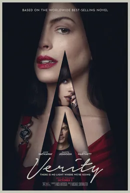 Official Verity theatrical poster with Dakota Johnson, Anne Hathaway and Josh Hartnett